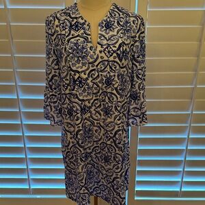 Jude Connally Blue and White Kerry Dress Small